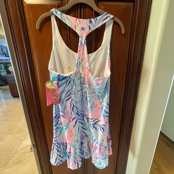 NWT Lilly Pulitzer Meryl Nylon Ace Tennis Dress in Kaleidoscope Coral - Picture 4 of 5
